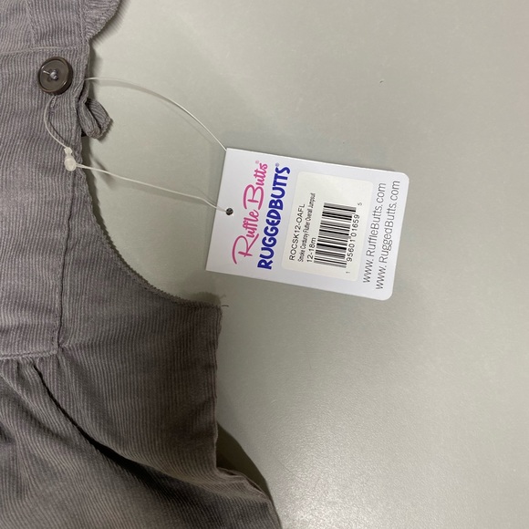 NWT Ruffle Butts “smoke corduroy flutter overall jumpsuit” size 12-18 - Picture 2 of 3